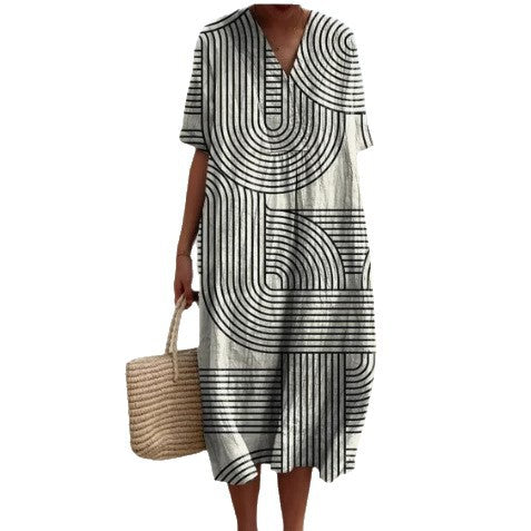 Plus Size Women's Blouse Short Sleeve Dress Creative Fish Pattern Vacation Style Dress Factory