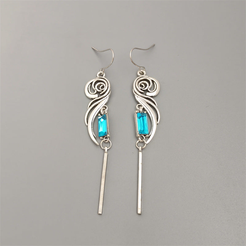 Geometric Inlaid Square Zircon Fashion Long Tassel Women's Earrings