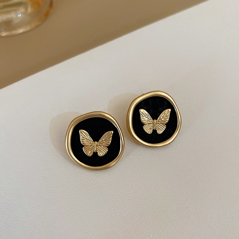 Black Series Retro Affordable Luxury High-grade Heavy Industry Earrings