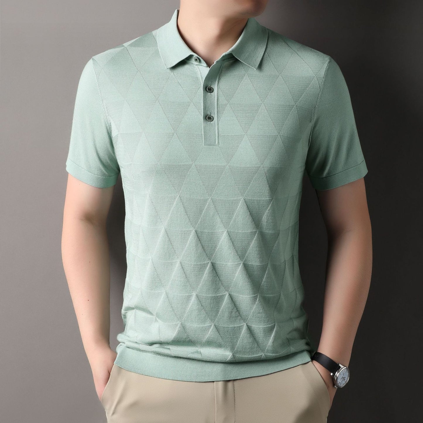Short Sleeve T-shirt Men's Thin Ice Silk Quick-drying Knitted Short Sleeve