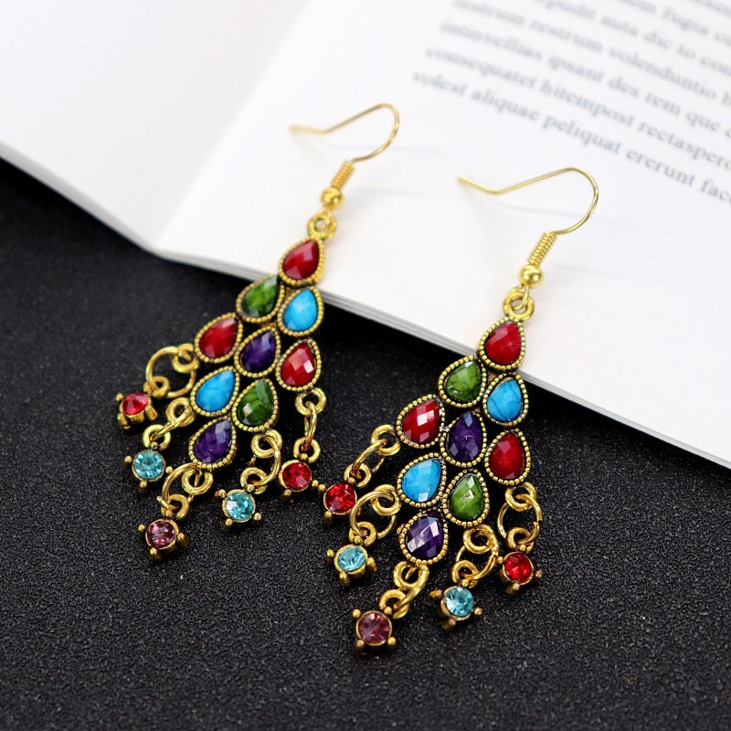 Vintage Palace Water Drop Tassel Earrings