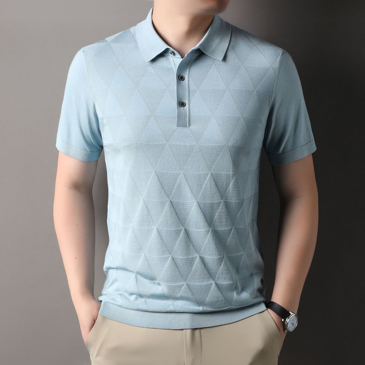 Short Sleeve T-shirt Men's Thin Ice Silk Quick-drying Knitted Short Sleeve