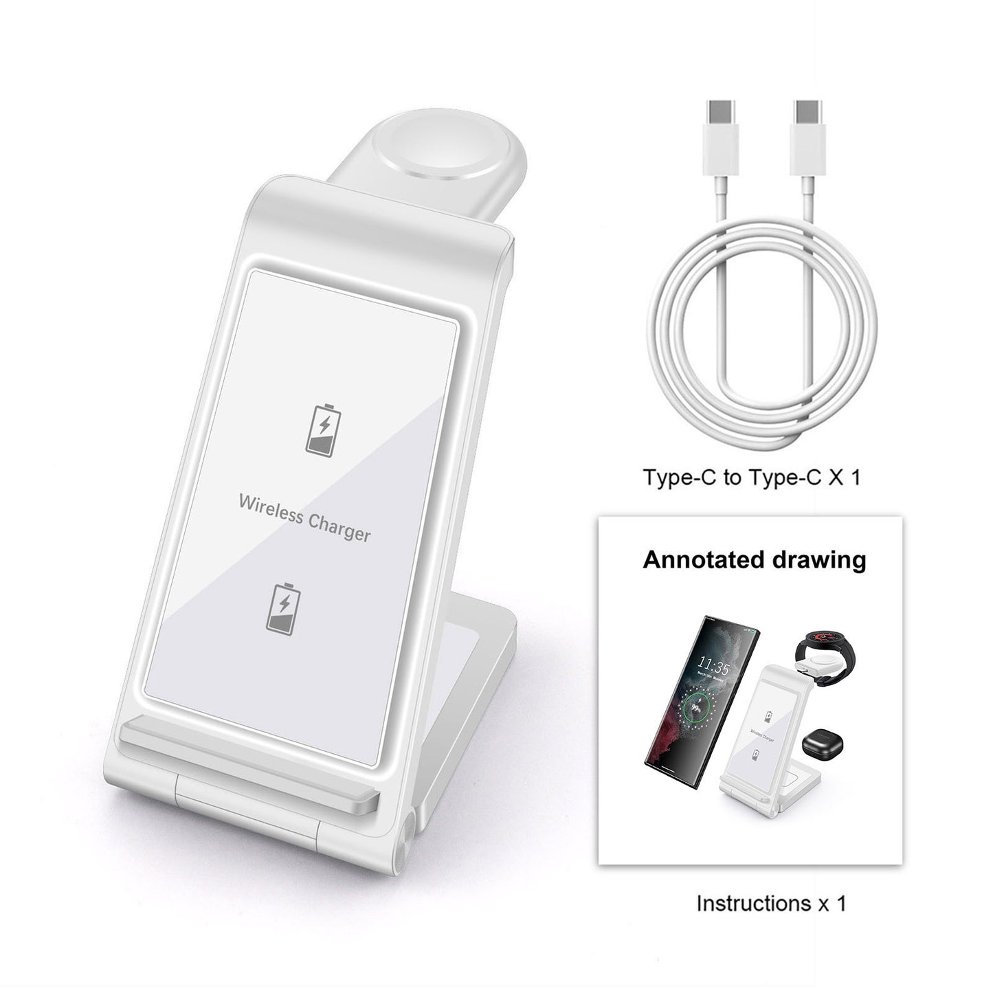 Three-in-one Folding Line Charger 15W Portable Wireless Charger