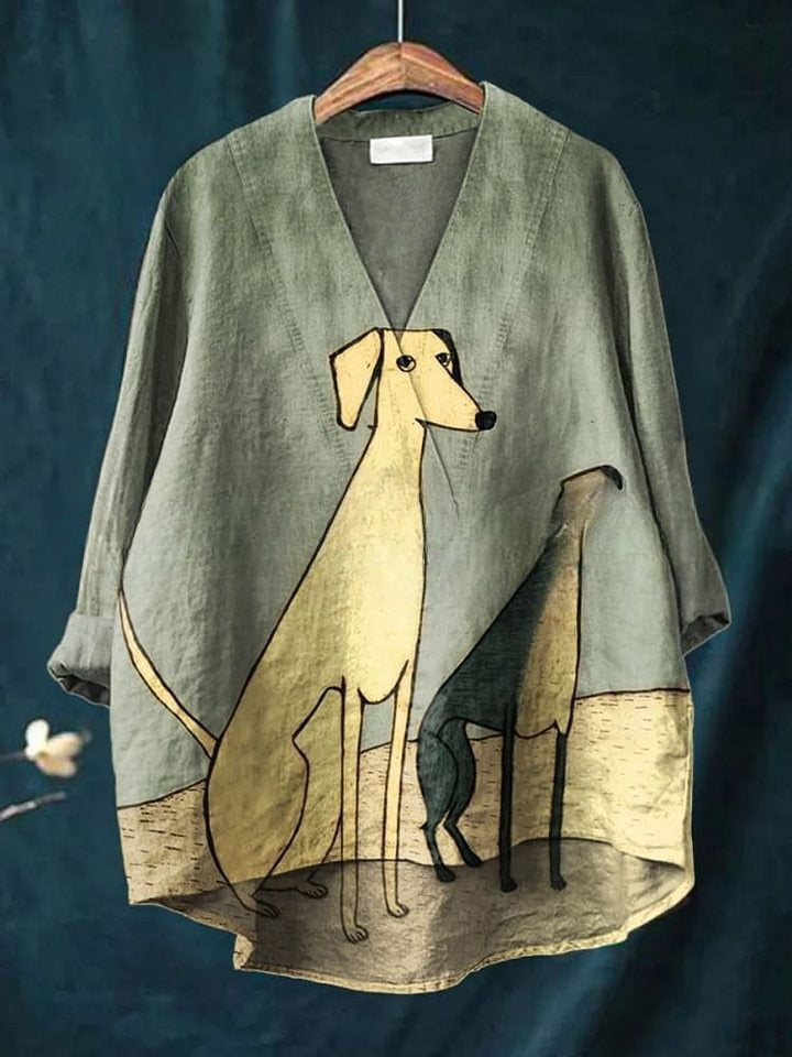 Fashion Digital Printing Large Wide V-neck Top