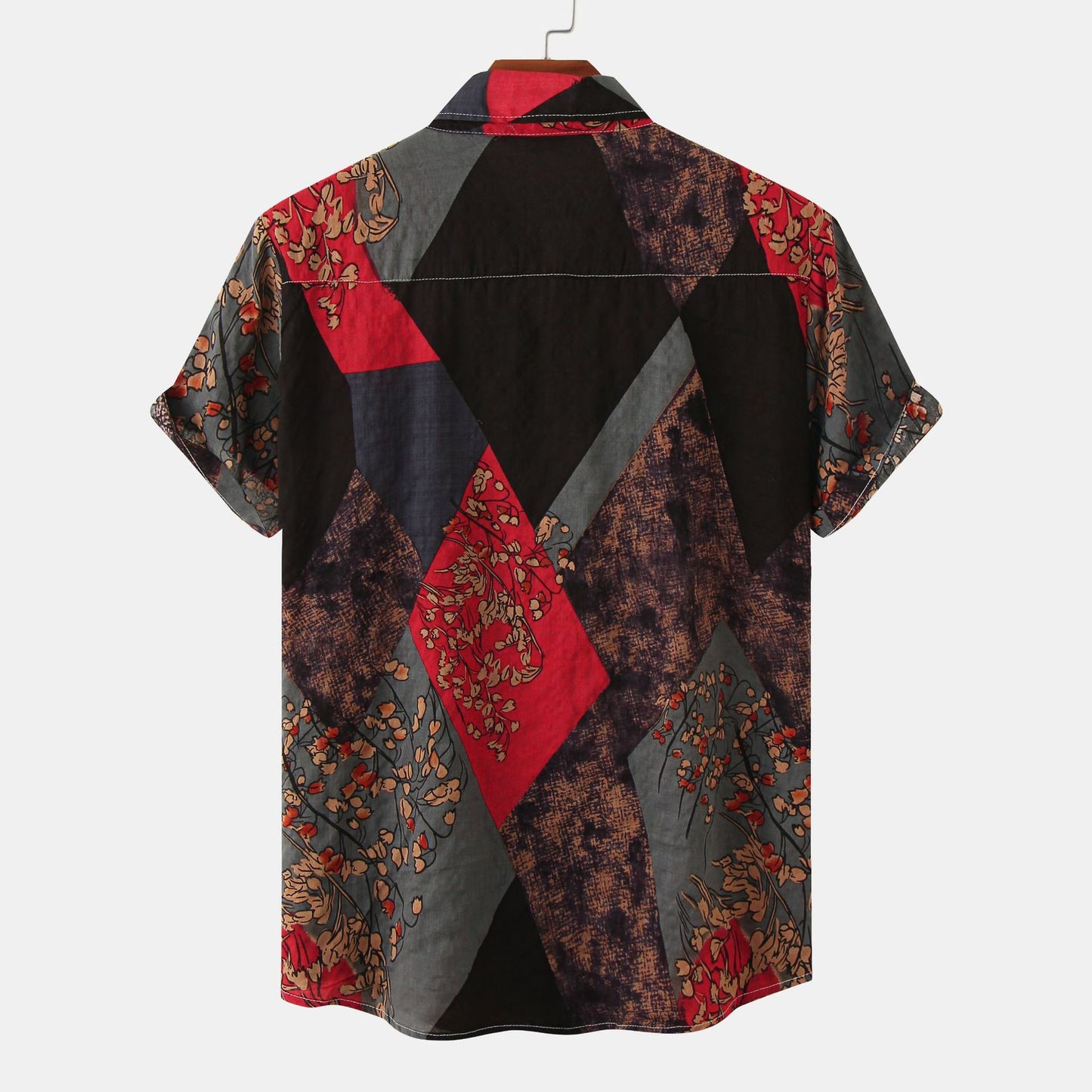 Men's Casual Short Sleeve Floral Shirt Camo