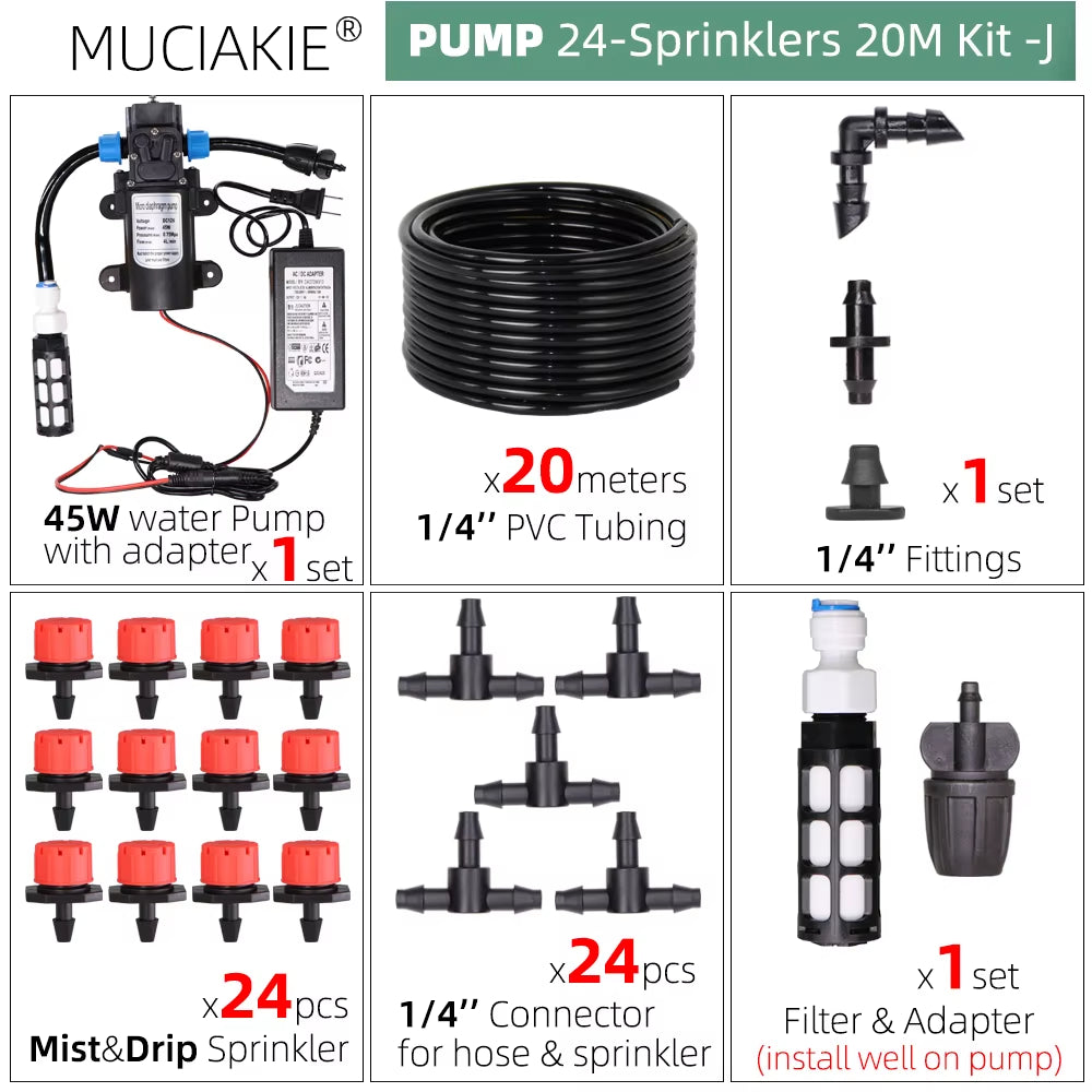 50M-5M DIY Drip Irrigation System Automatic Watering Garden Hose Micro Drip Watering Kits with Adjustable Drippers