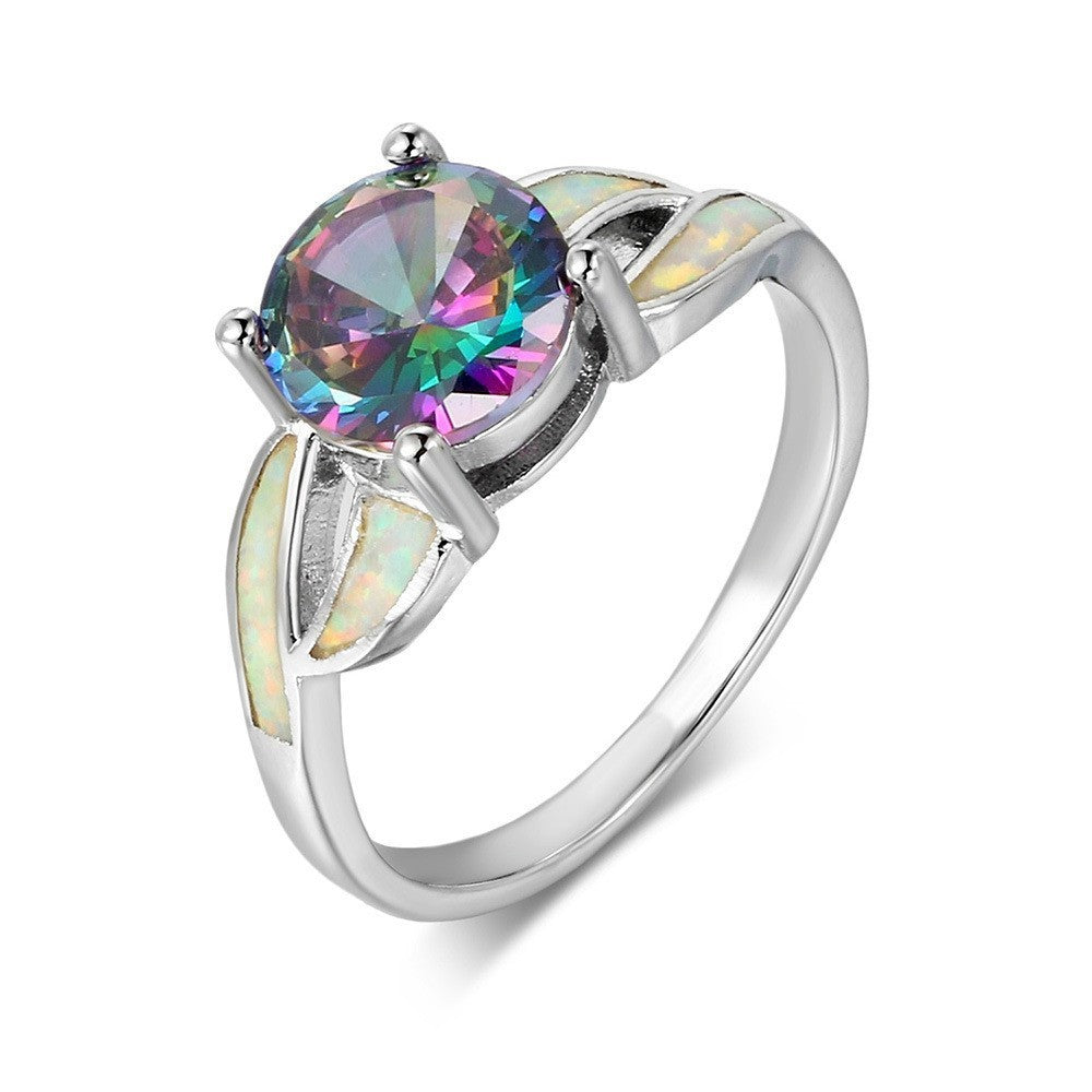 Black And White Colorful Shining Gemstone Ring