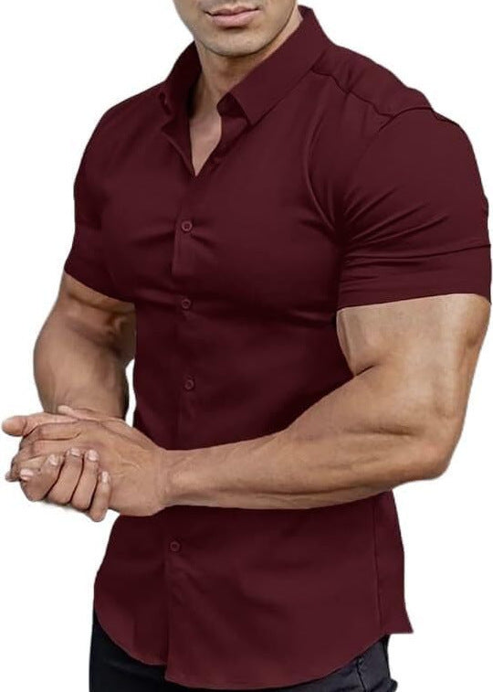 Short Sleeve Printed Shirt Men's Shirt Collar Casual