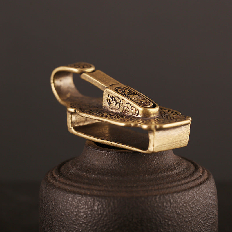 Mens Fashion Vintage Waist Plate Jade Pendant Belt Keychain