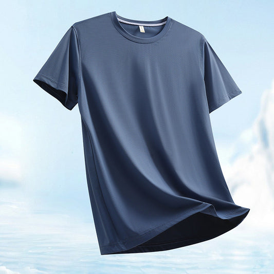 Ice Water Cube Brocade Ammonia Round Neck T-shirt