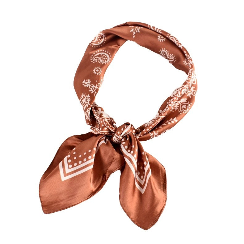 Vintage Paisley Flower Satin Plain Scarf