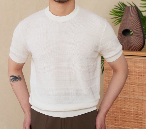 Casual Retro Summer Pure Cotton Thin Round Neck Short Sleeve