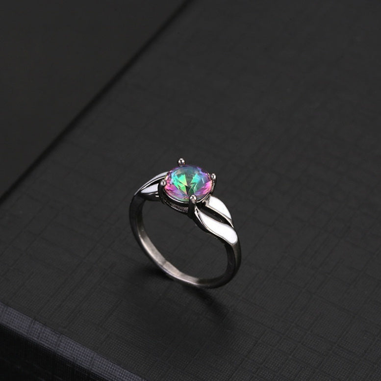 Black And White Colorful Shining Gemstone Ring