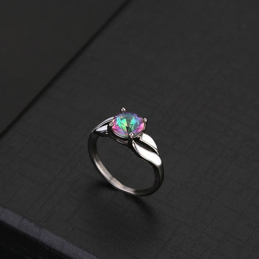 Black And White Colorful Shining Gemstone Ring