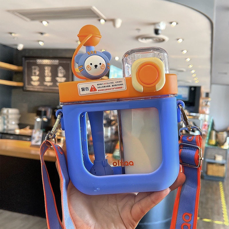 New Children's Water Cup Straw Men And Women Ins Good-looking Internet Celebrity Student Drop-resistant Summer Large Capacity Double Drink Cup