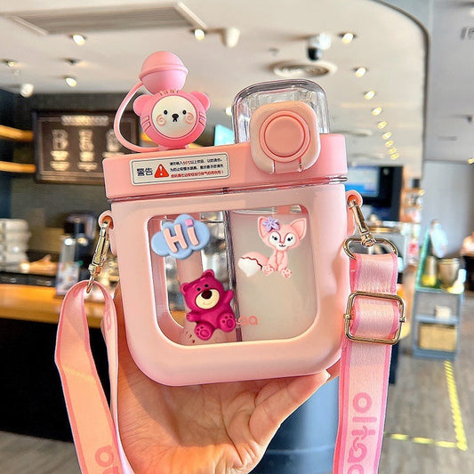 New Children's Water Cup Straw Men And Women Ins Good-looking Internet Celebrity Student Drop-resistant Summer Large Capacity Double Drink Cup