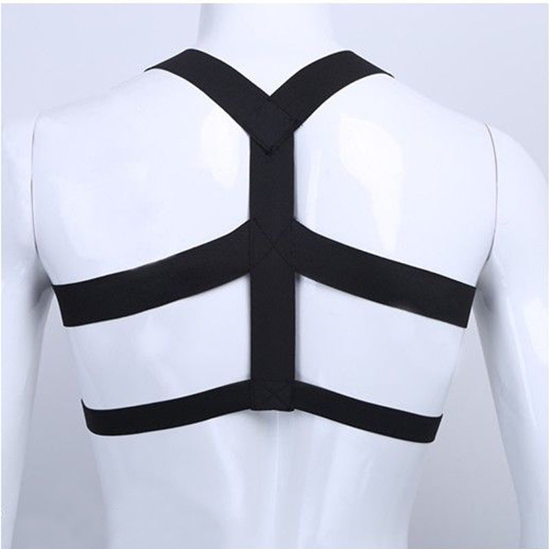 Mens Harness Bondage Costume Halter Neck Elastic