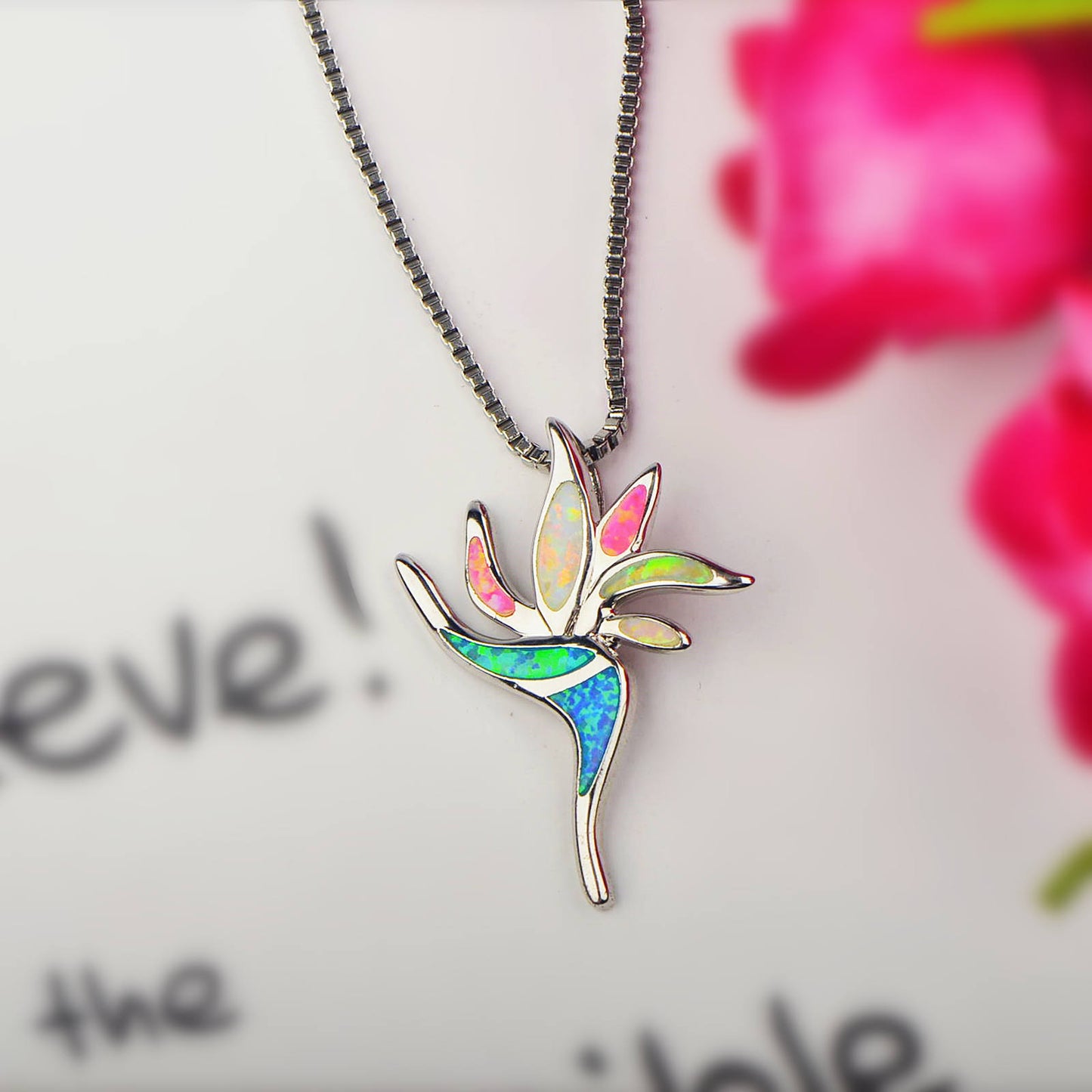 Peace Flower Necklace Pendant Opal Necklace