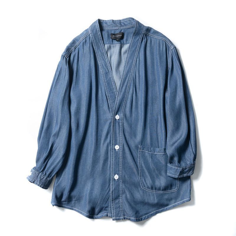 Men Three-quarter Sleeve Trendy Loose V-neck Casual Denim Coat