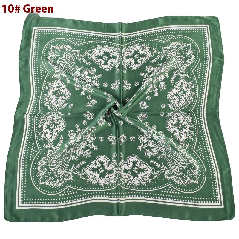 Vintage Paisley Flower Satin Plain Scarf