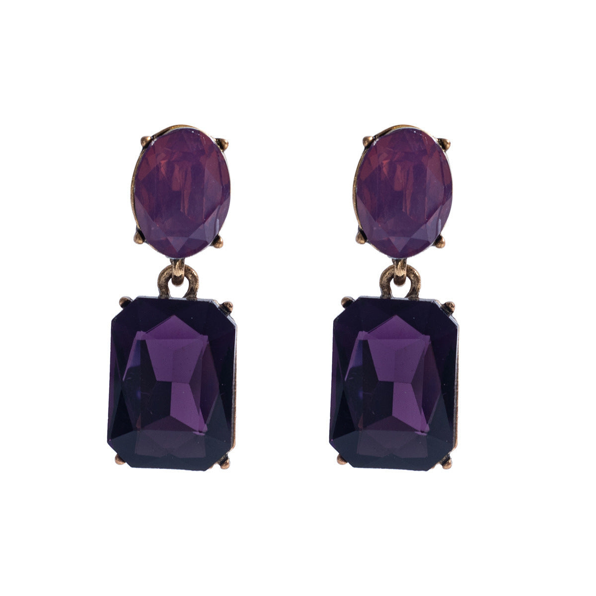 Retro Simple Geometric Square Crystal Stud Earrings