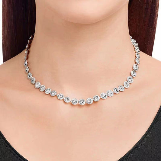 Vintage Shiny Round Button Cuban Gang Drill Necklace