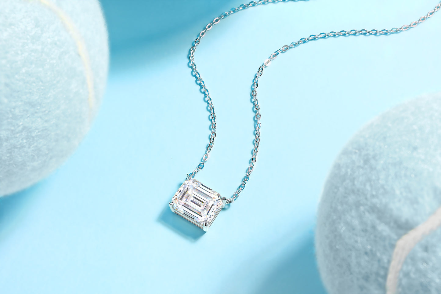 Mirage In The Mirror - A Trendy Diamond Pendant Necklace Set With Octagonal  Moissanite S925 Sterling Silver And Platinum Plating