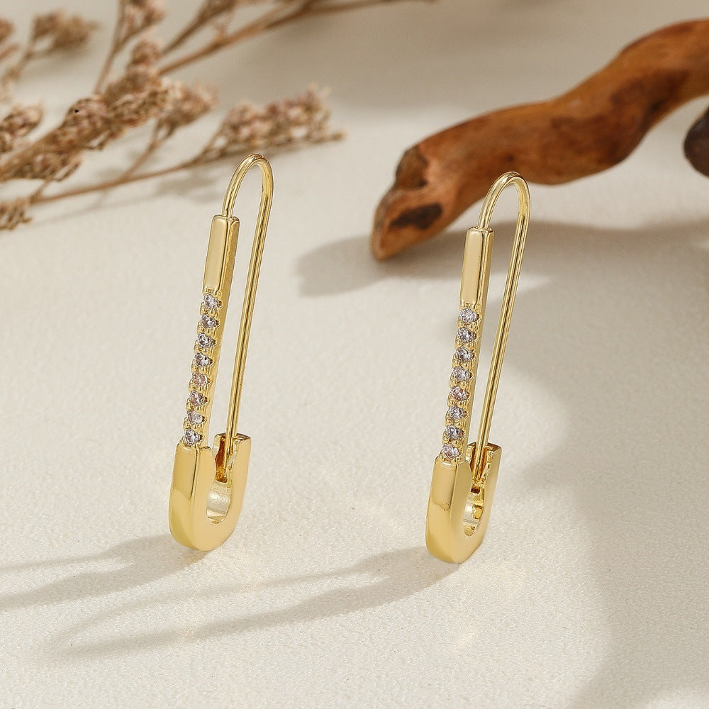 Fashion Color Zircon Pin Clip Earrings