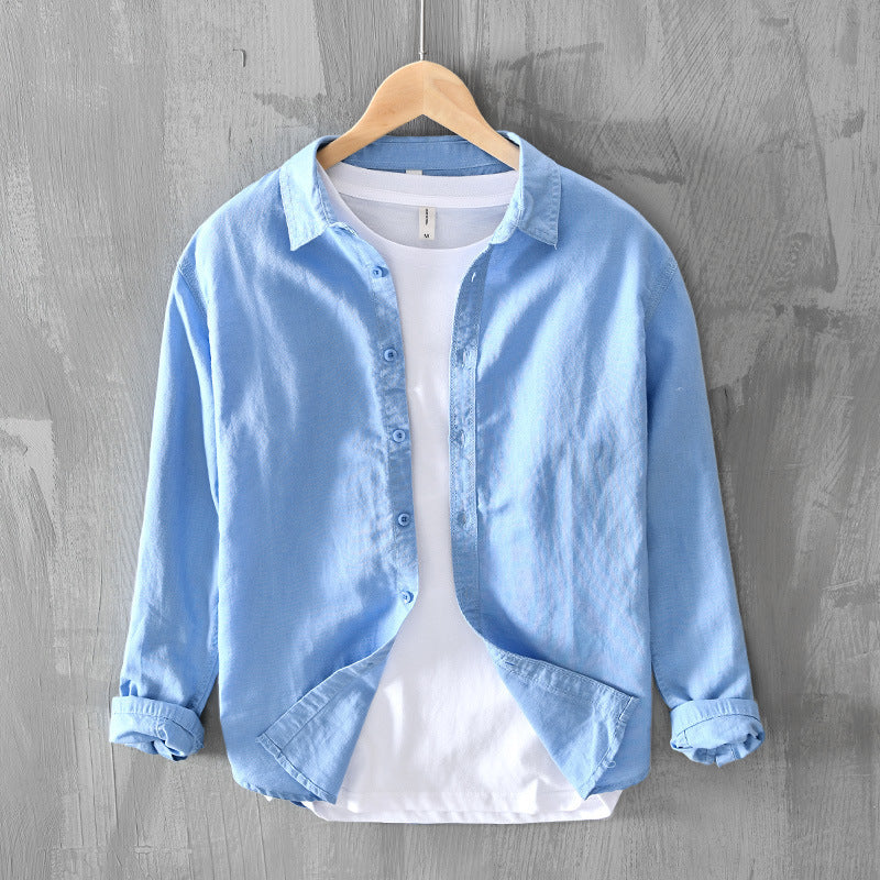 Men's Thin Cotton And Linen Casual Long-sleeved Shirt