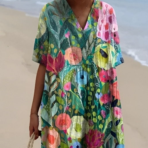 Plus Size Women's Blouse Short Sleeve Dress Creative Fish Pattern Vacation Style Dress Factory
