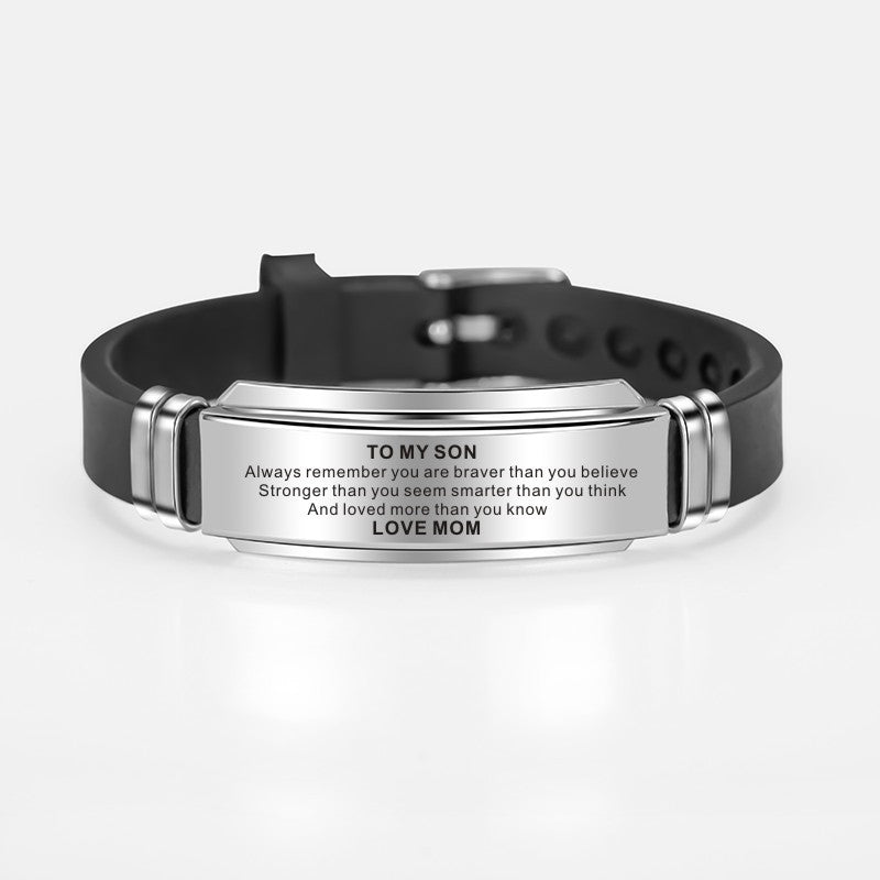 To My Son Stainless Steel Silicone Bracelets For Men Boys Love Gifts From Mom Dad