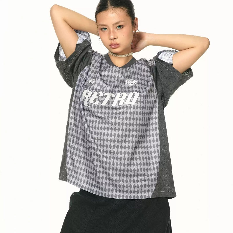 Jersey Sports V-neck T-shirt Women's Summer Loose All-match Casual
