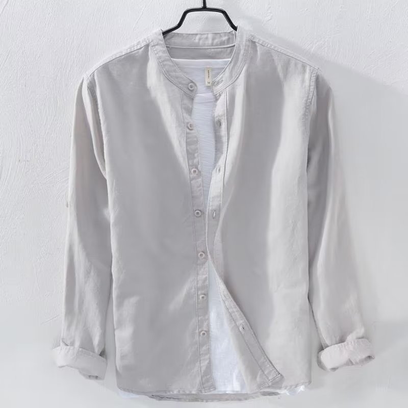 Loose Breathable Casual Long Sleeve Cotton Linen Shirt