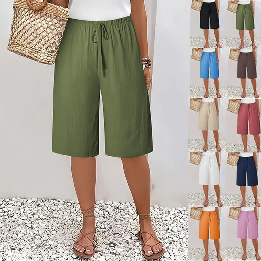 Women's Casual Fashion Solid Color Cropped Pants
