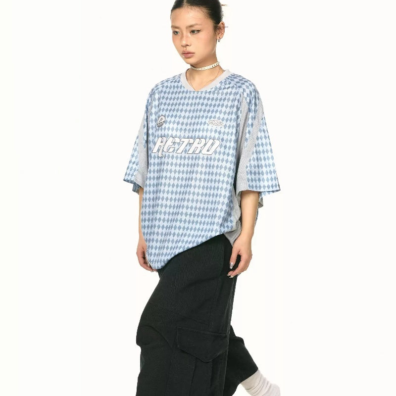 Jersey Sports V-neck T-shirt Women's Summer Loose All-match Casual