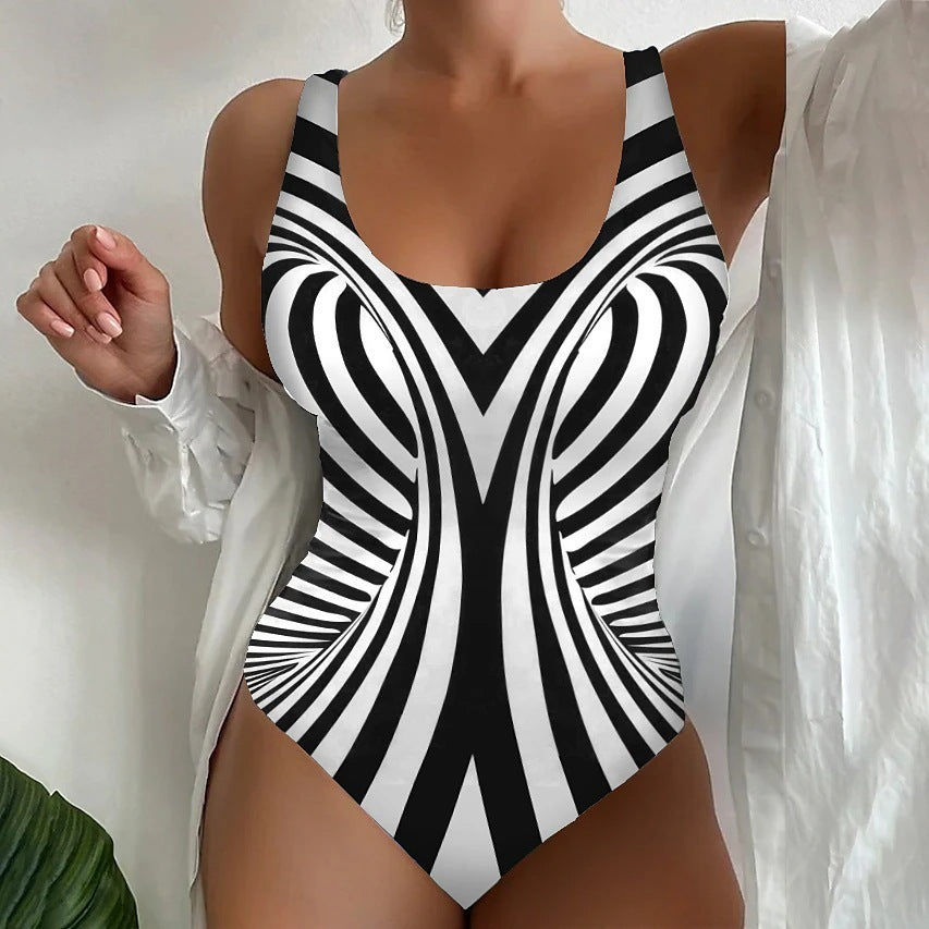 Women's One-piece Bikini Swimsuit With Printed Design