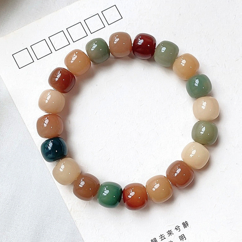 Mens Fashion White Jade Bodhi Around The Finger Bracelet