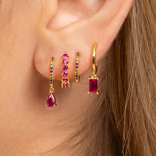 Popular Rectangular Pendant Zircon Earrings
