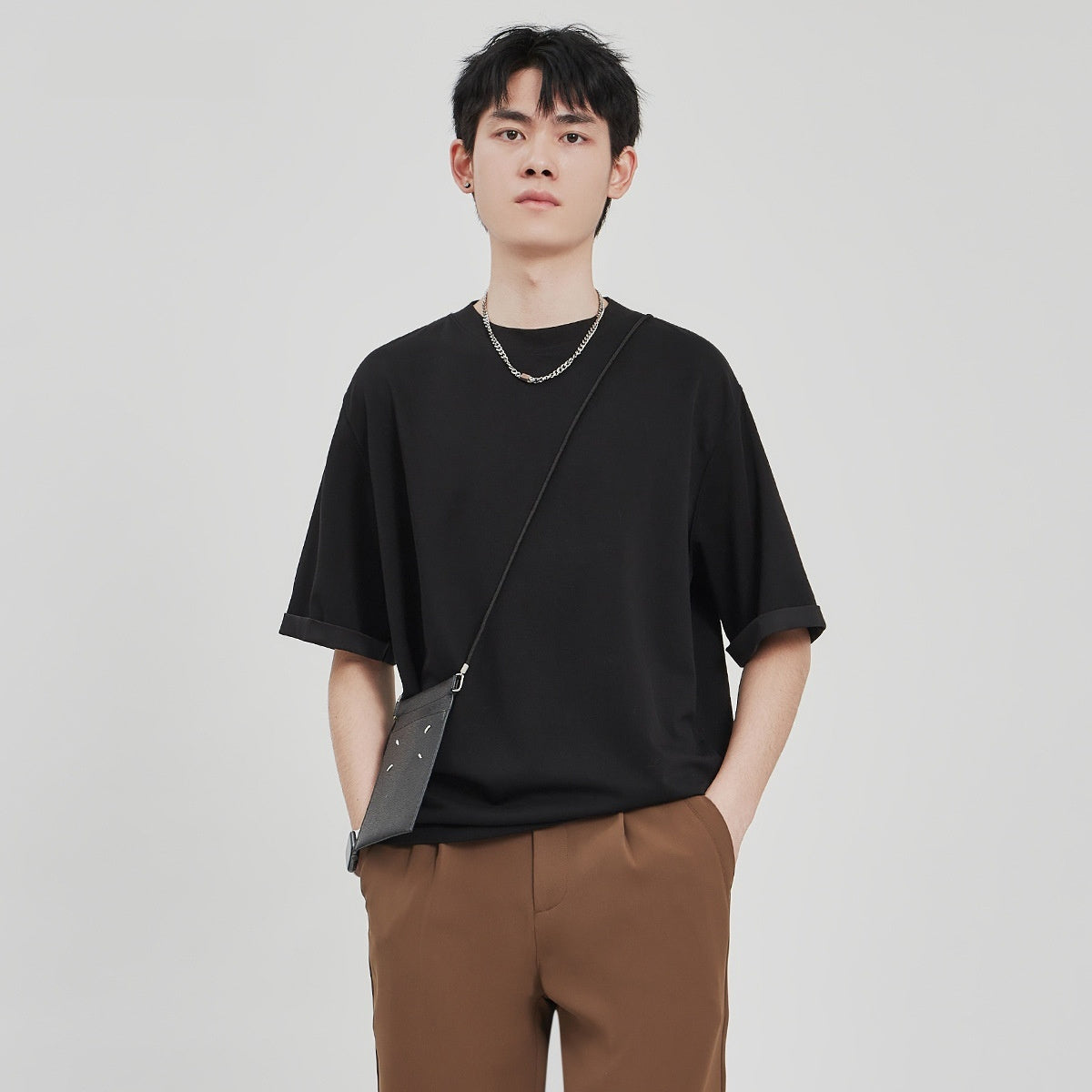 Drape Knit T-shirt Men's Loose Casual