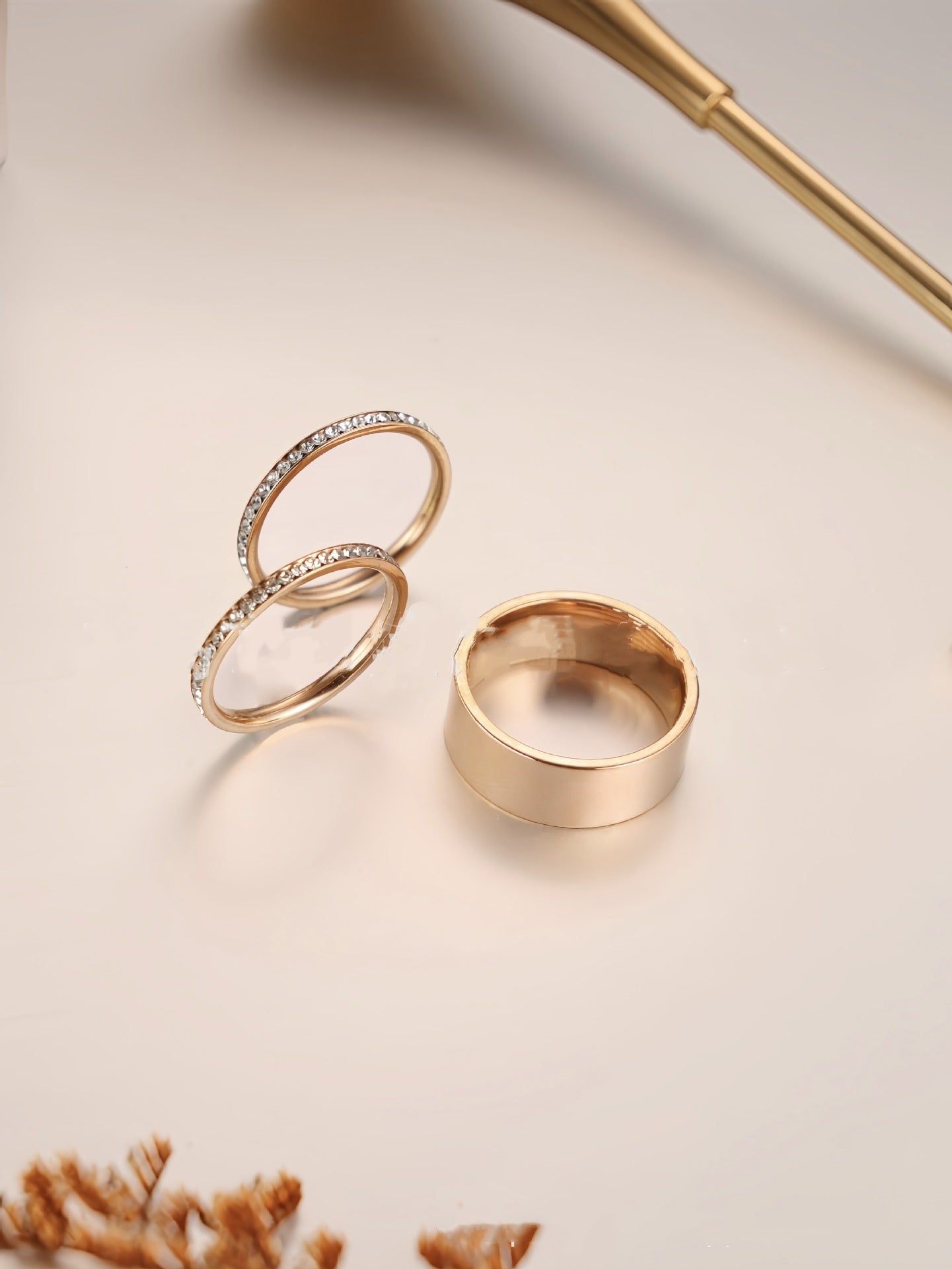 European And American Simple And Light Luxury Titanium Steel Plated 18K Real Gold Wide Ring