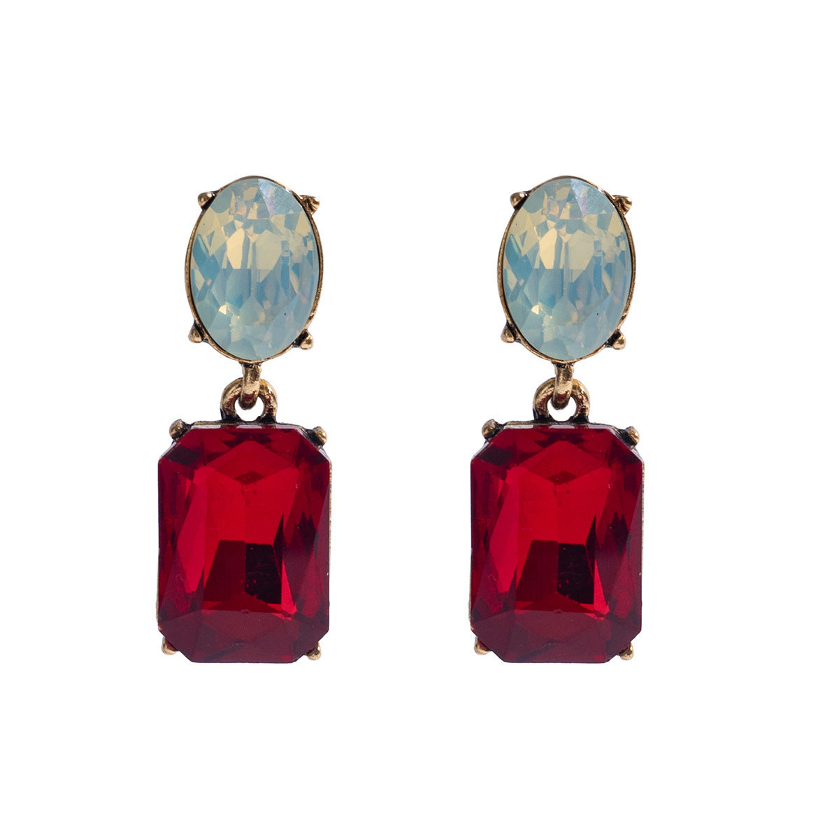 Retro Simple Geometric Square Crystal Stud Earrings