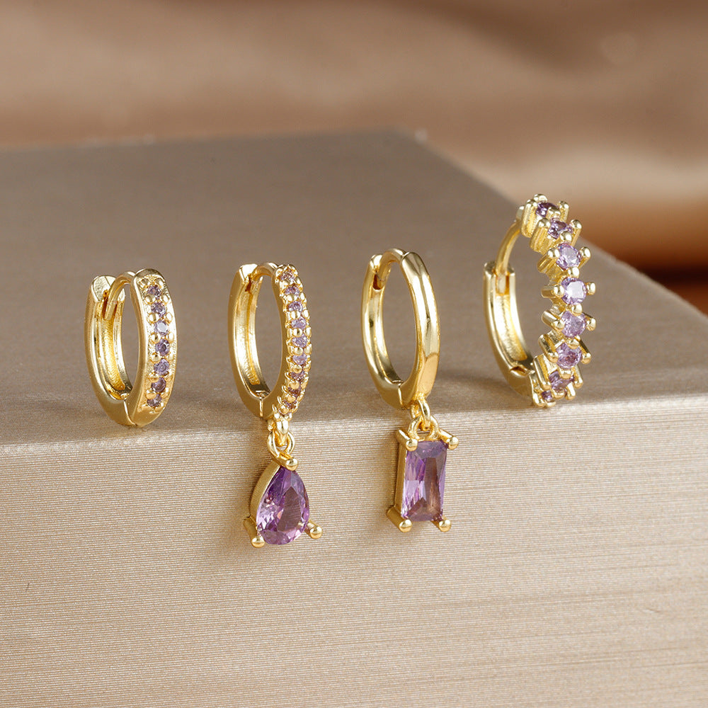 Popular Rectangular Pendant Zircon Earrings