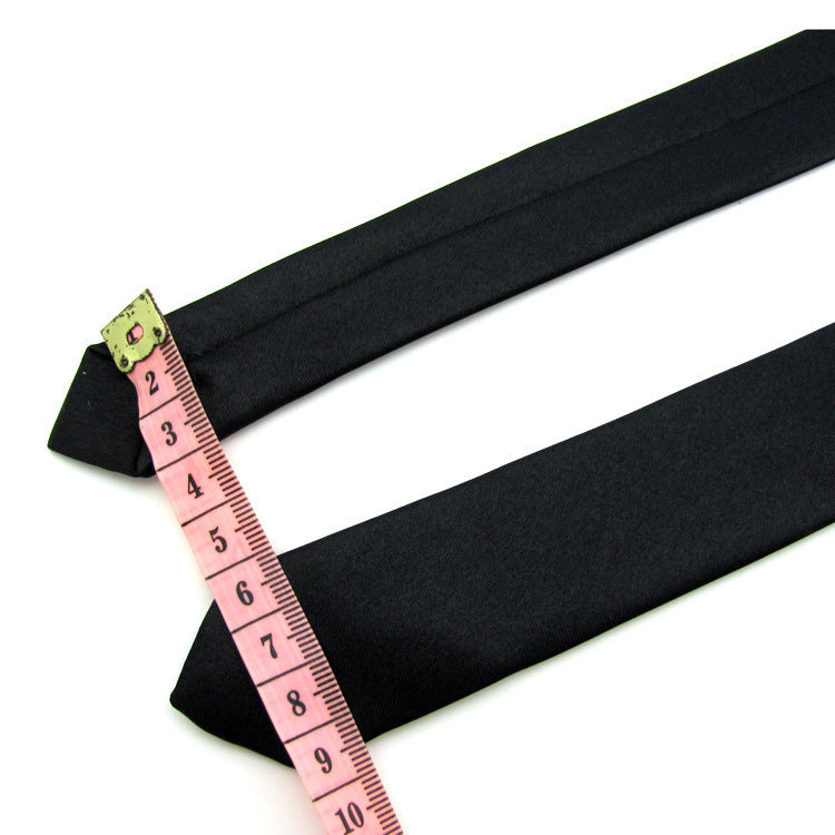 Narrow Tie Women's College Style Pure Black