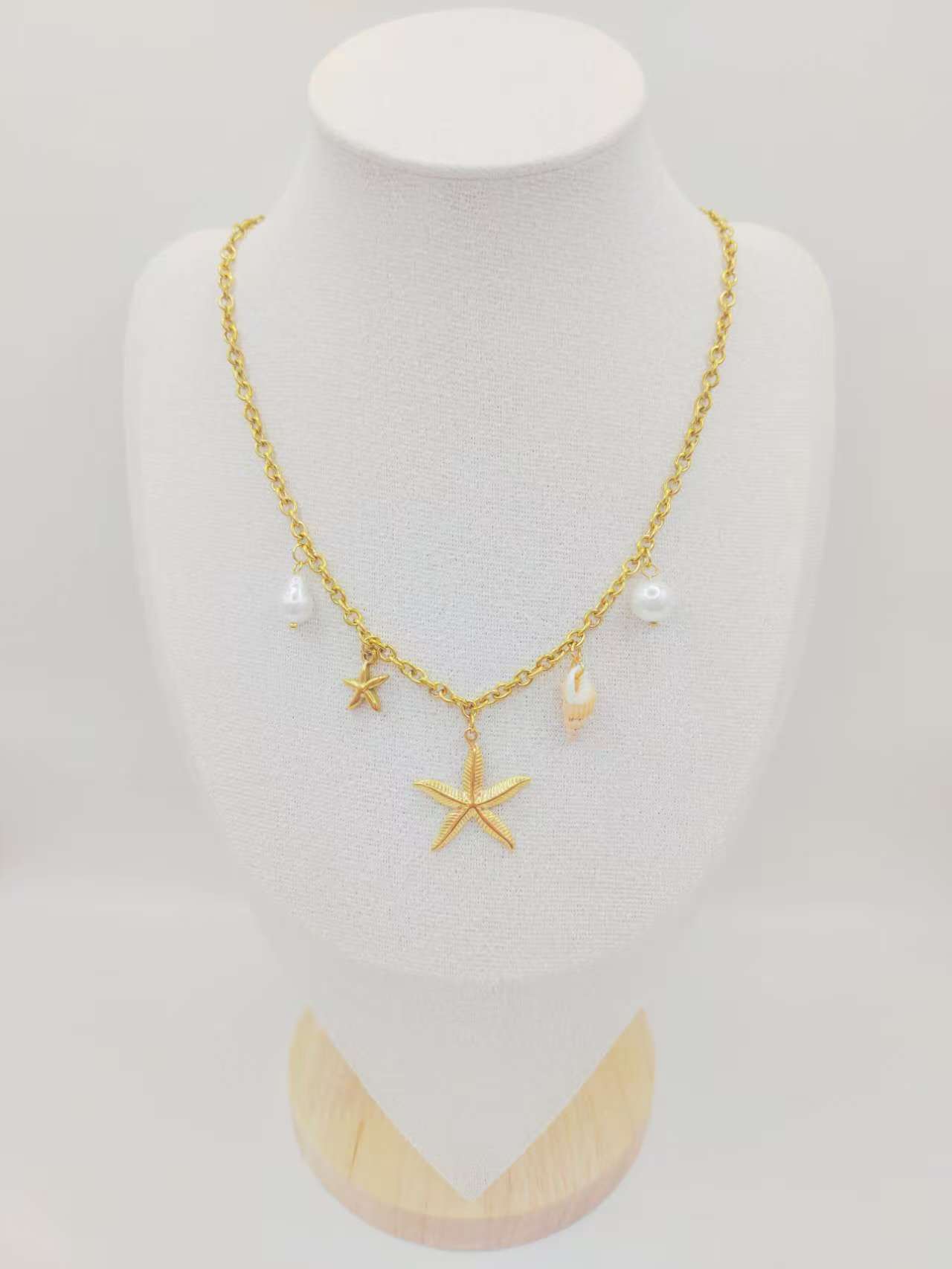 Ocean Series Starfish Shell Freshwater Pearl Pendant