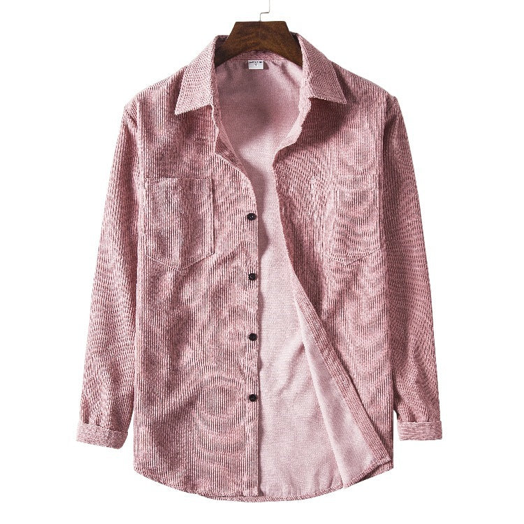 Autumn New Men's Solid-color Corduroy Long Sleeves