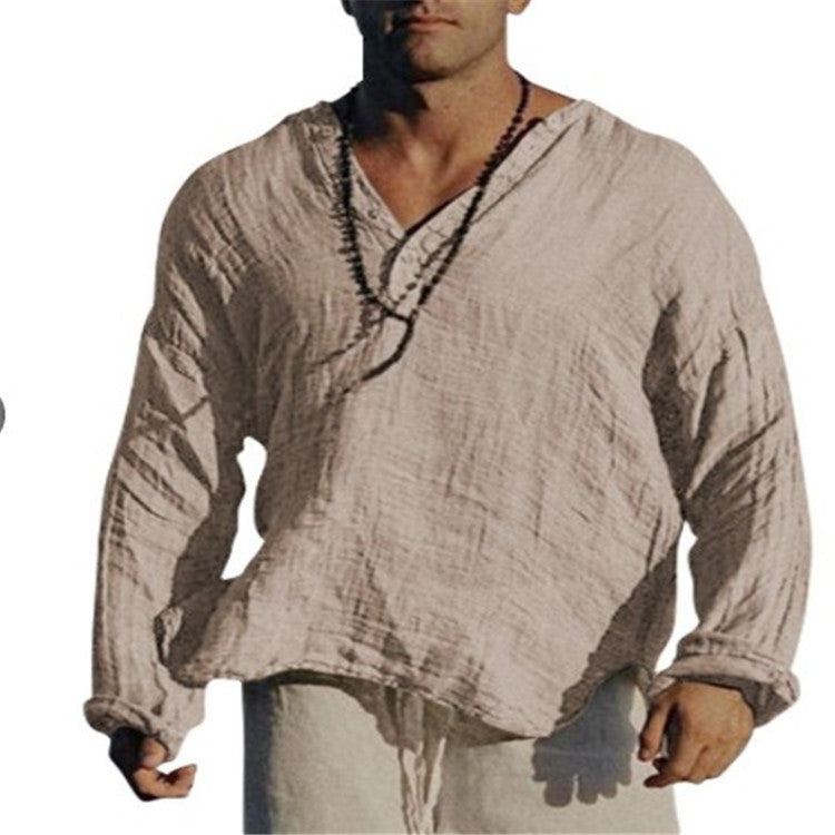 Men's Summer Loose Cotton Linen Casual Shirt