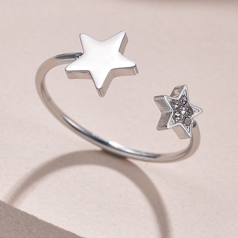 Ins Style Zircon Eight-pointed Stars Ring Female High Sense