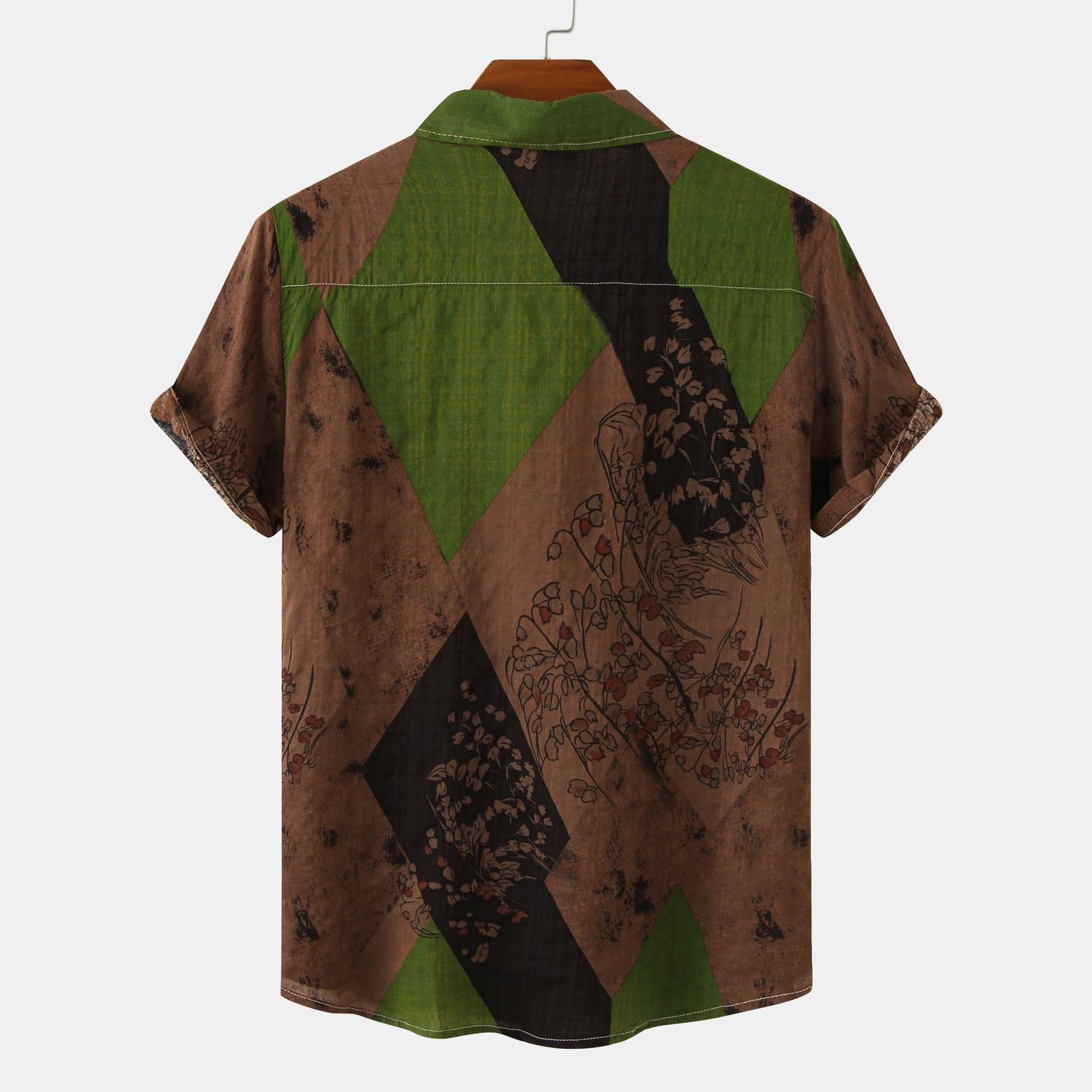 Men's Casual Short Sleeve Floral Shirt Camo