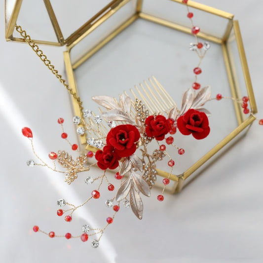 Bridal Antique Red Hair Accessories