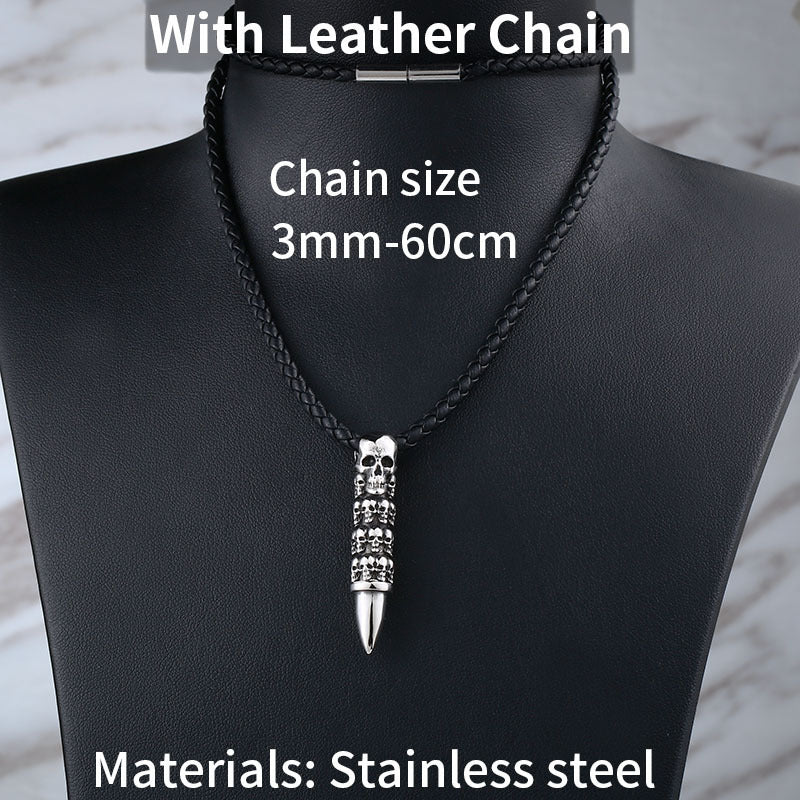 Beier 316L Stainless Steel Skull Wrap Bullet Necklace Pendant Punk Style Mens and Womens High Quality Jewelry Gifts BP8-359